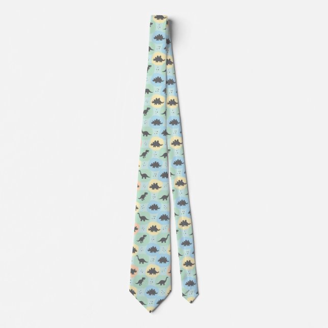 Prehistoric Dinosaur Silhouette Seamless Pattern Tie (Front)