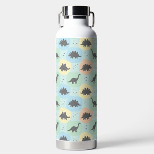 Prehistoric Dinosaur Silhouette Seamless Pattern Water Bottle