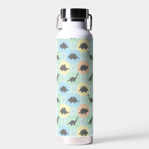 Prehistoric Dinosaur Silhouette Seamless Pattern Water Bottle