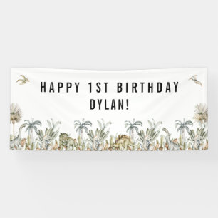 Prehistoric Dinosaur Theme Birthday Banner