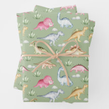 Prehistoric Dinosaurs and Plants Green