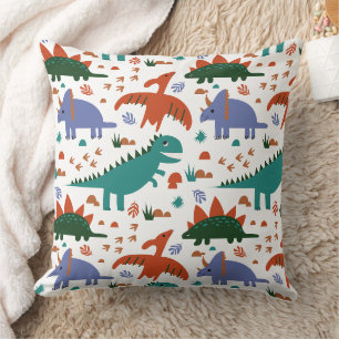 Prehistoric Dinosaurs & Fossil Prints Pattern Cushion