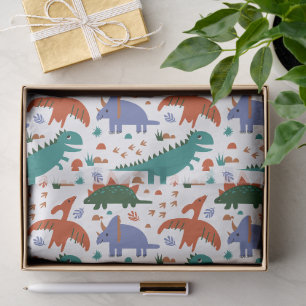 Prehistoric Dinosaurs & Fossil Prints Pattern Tissue Paper