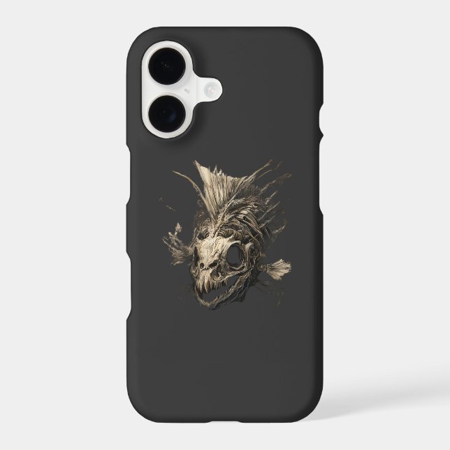 Prehistoric Fish Skull Grunge Dark Art (Back)