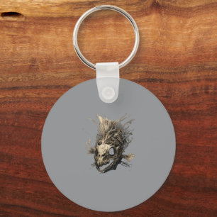 Prehistoric Fish Skull Grunge Dark Art Key Ring