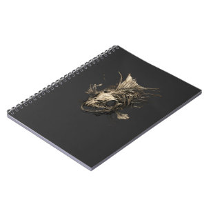 Prehistoric Fish Skull Grunge Dark Art Notebook