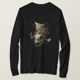 Prehistoric Fish Skull Grunge Dark Long Sleeve T-Shirt
