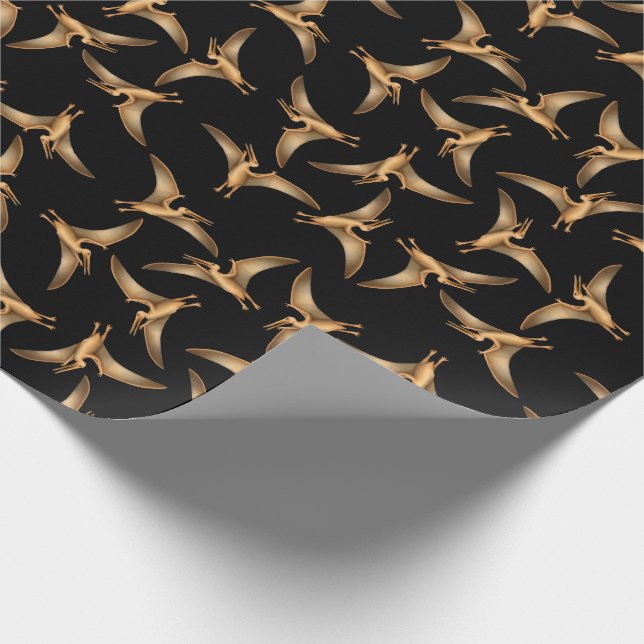 Prehistoric Flying Pterodactyls Wrapping Paper (Corner)