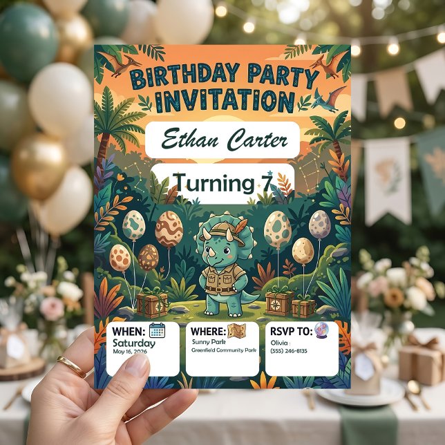 Prehistoric Island Birthday Invitation Templates (Creator Uploaded)
