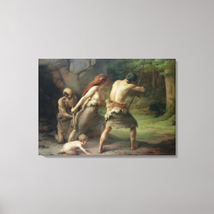 Prehistoric Man Hunting Bears, 1832 Canvas Print