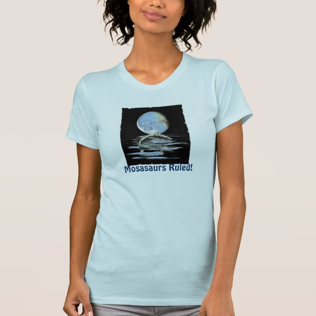 Prehistoric MOSASAUR & MOON Fun T-Shirt (Front)