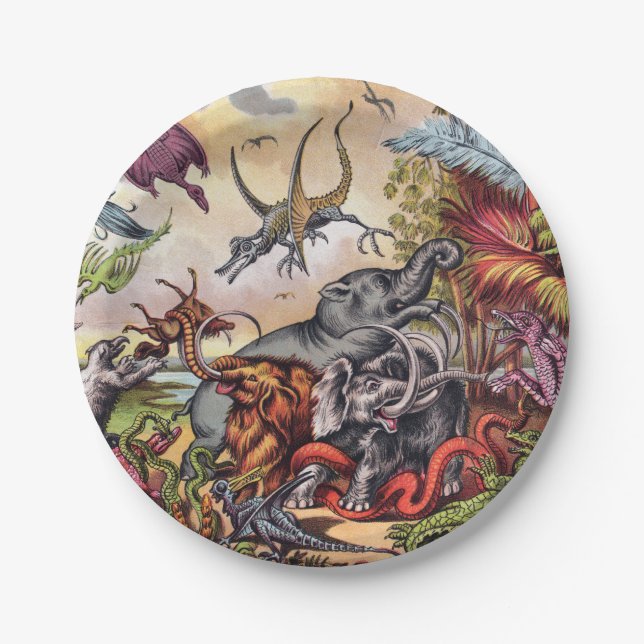 Prehistoric Playground Paper Plate (Front)