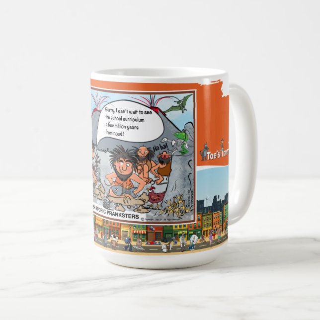 Prehistoric Pranksters | Satirical Humor Classic Coffee Mug (Front Right)
