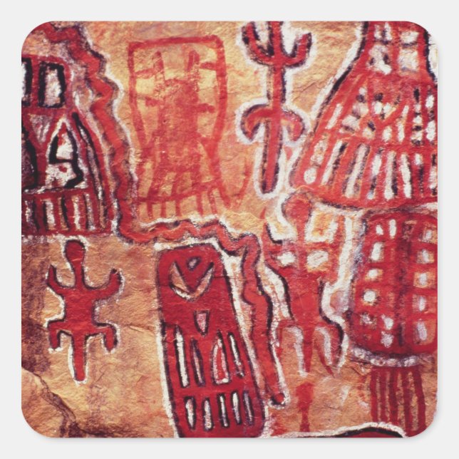 Prehistoric rock painting square sticker (Front)