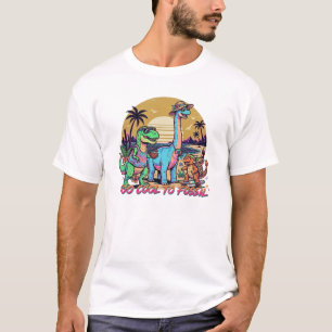 Prehistoric Summer Squad Retro Dinosaur Sunset Gra T-Shirt