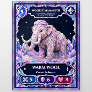 Prehistoric Woolly Mammoth, Rainbow Foil Art Postcard