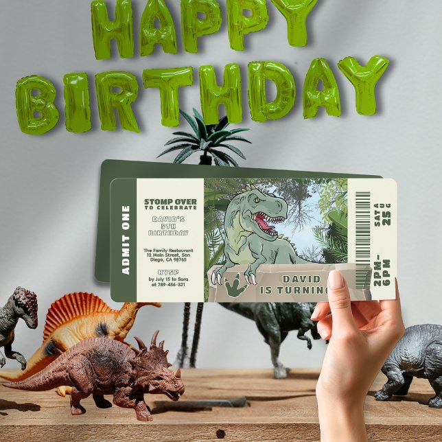Prehistorical Jungle T-rex Dinosaur Theme Birthday Invitation (Prehistorical Jungle T-rex Dinosaur Theme Birthday Invitation)