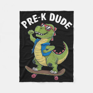 Prek Dude Dinosaur Skateboarding Kids Kindergarten Fleece Blanket