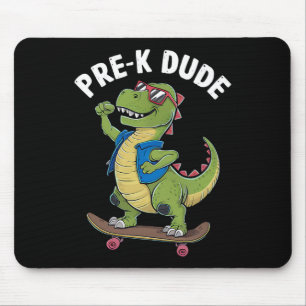 Prek Dude Dinosaur Skateboarding Kids Kindergarten Mouse Pad