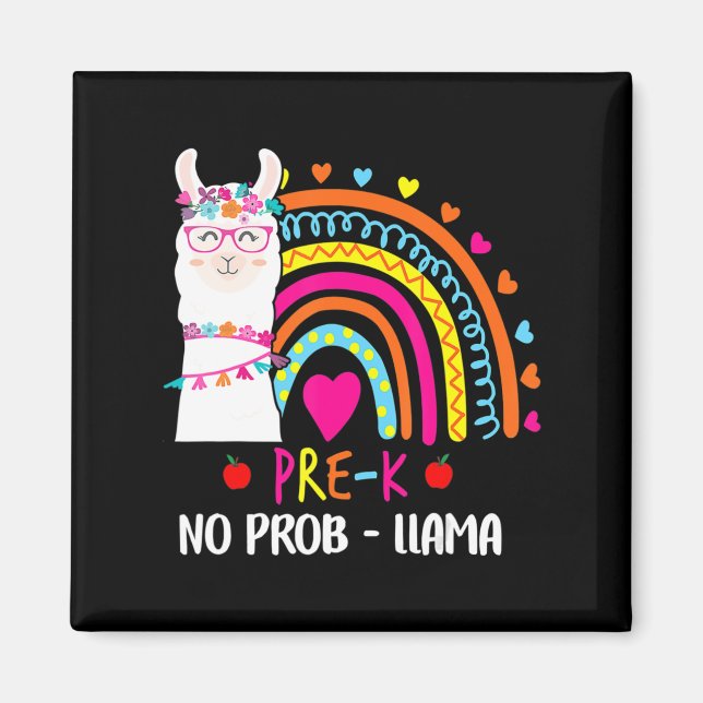 PreK No Prob Llama Teacher Rainbow Back To School  Magnet (Front)