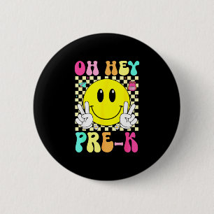 Prek pre k retro smile face back to school first 6 cm round badge