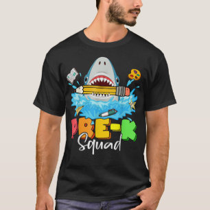 PreK Squad Funny Shark Back To School Colourful Bo T-Shirt