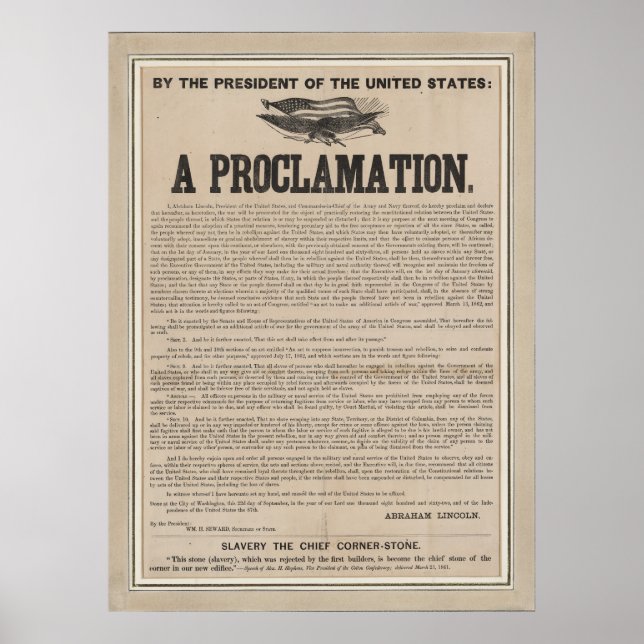 Preliminary Emancipation Proclamation Broadside Poster (Front)