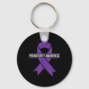 Prematurity Awareness Month Purple Ribbon Key Ring
