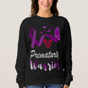 Prematurity Warrior Butterflies Preemie Purple Rib Sweatshirt