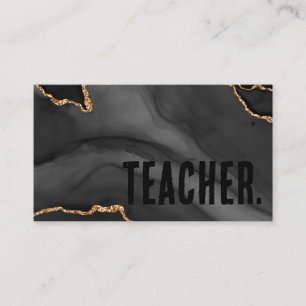 Premier Black and Gold Glitter Agate Minimalist Business Card