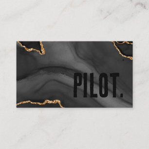 Premier Black and Gold Glitter Agate Minimalist Business Card