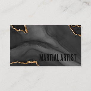 Premier Black and Gold Glitter Agate Minimalist Business Card