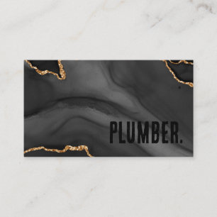 Premier Black and Gold Glitter Agate Minimalist Business Card