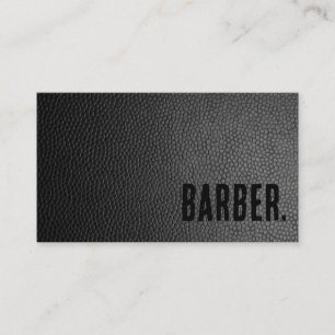 Premier Black Faux Leather Barber Business Card