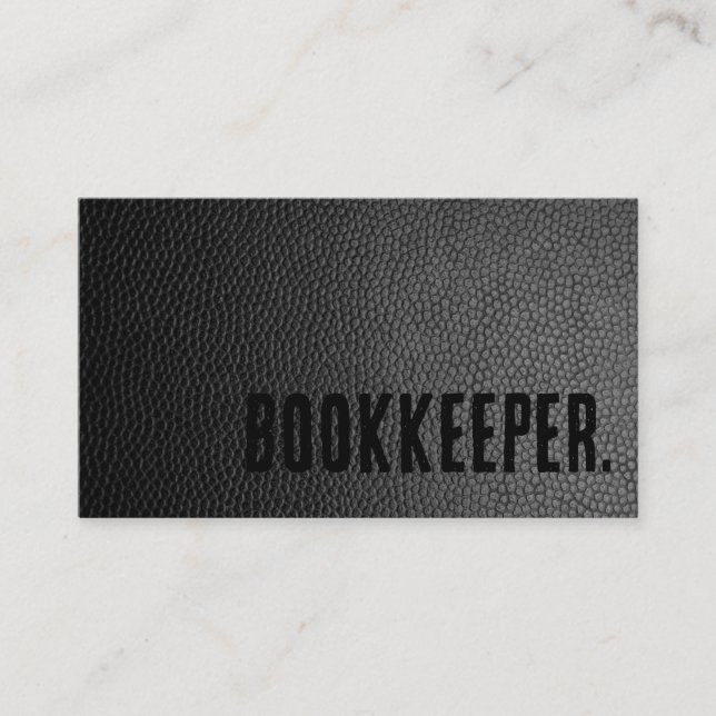 Premier Black Faux Leather Bookkeeper Business Card (Front)