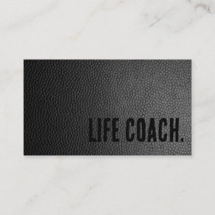 Premier Black Faux Leather Life Coach Business Card