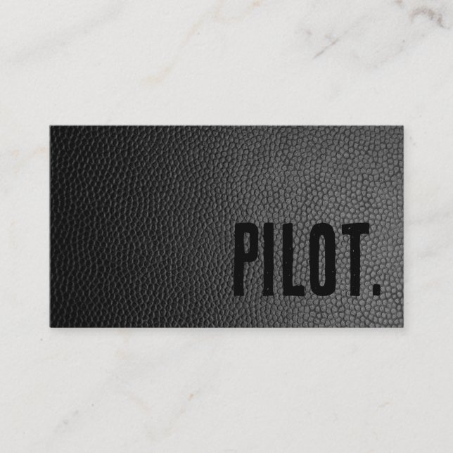 Premier Black Faux Leather Pilot Business Card (Front)