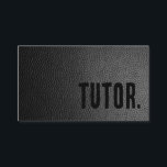 Premier Black Faux Leather Tutor Business Card<br><div class="desc">Tutor business cards. Show them you're a warrior with these unique black faux leather minimalist business cards. Professional sleek and clean looking modern business cards.</div>