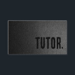 Premier Black Faux Leather Tutor Business Card<br><div class="desc">Tutor business cards. Show them you're a warrior with these unique black faux leather minimalist business cards. Professional sleek and clean looking modern business cards.</div>