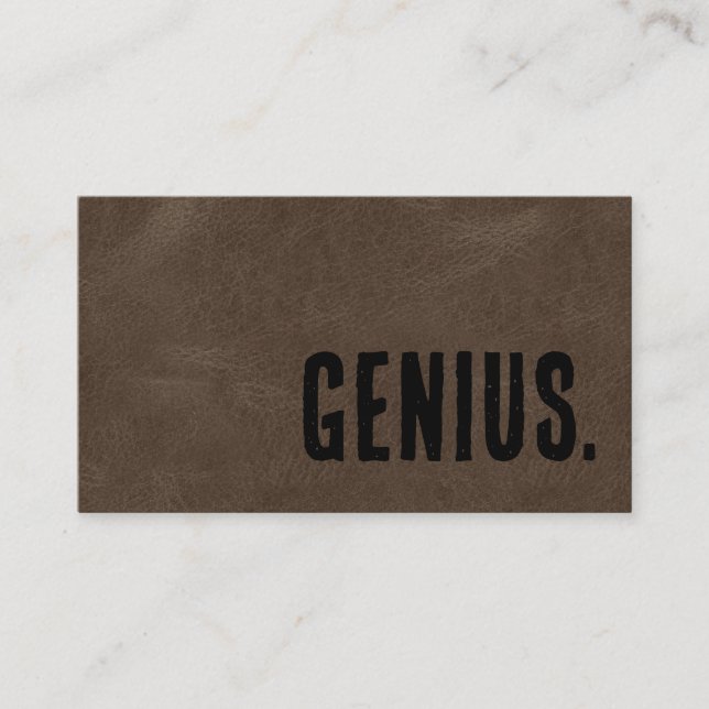Premier Brown Faux Leather Genius Business Card (Front)