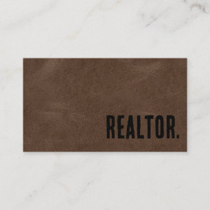 Premier Brown Faux Leather Realtor Business Card