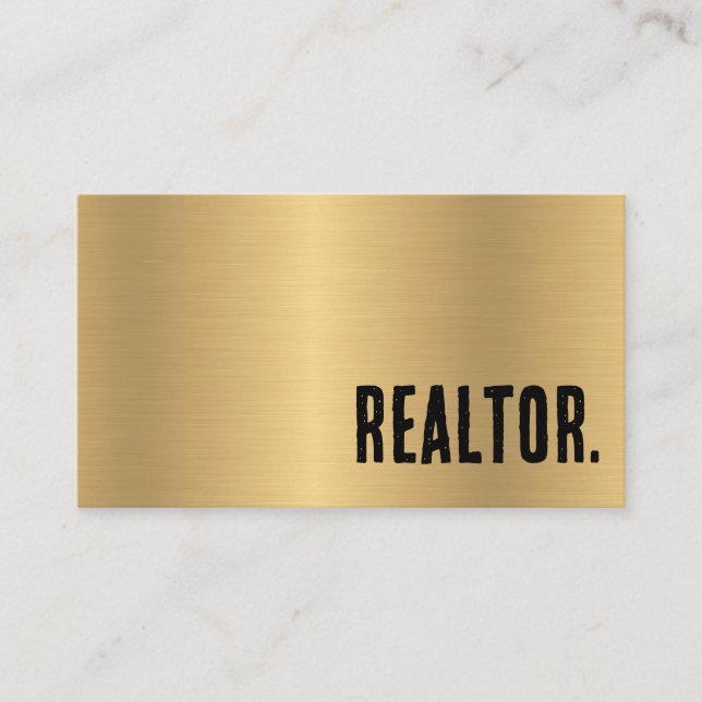 Premier Faux Gold Brushed Metal Realtor Business Card (Front)