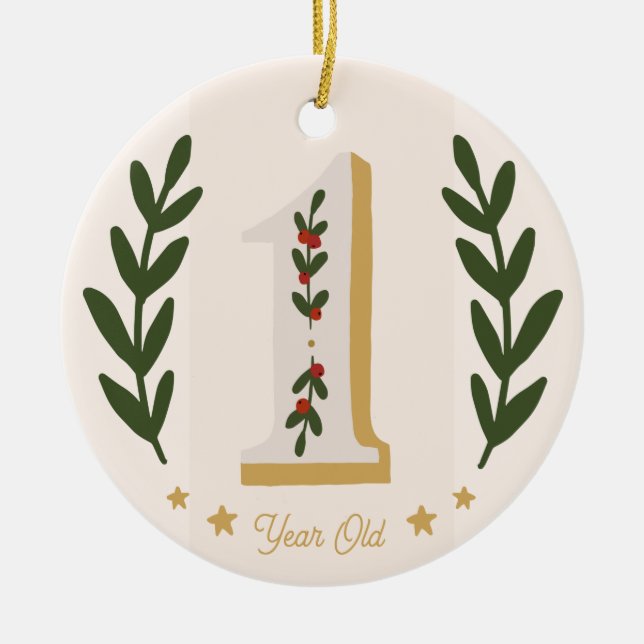 Premier Noël 1 an Ceramic Tree Decoration (Front)