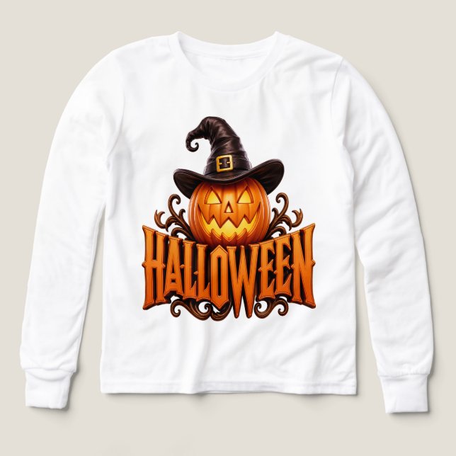 Premium 3D Halloween Pumpkin Logo with Witch Hat (Design Front)