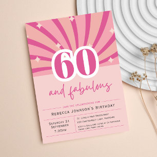 Premium 60th Birthday Invitation pink retro