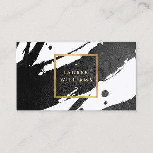 Premium Abstract Black Ink Brushstrokes Business Card