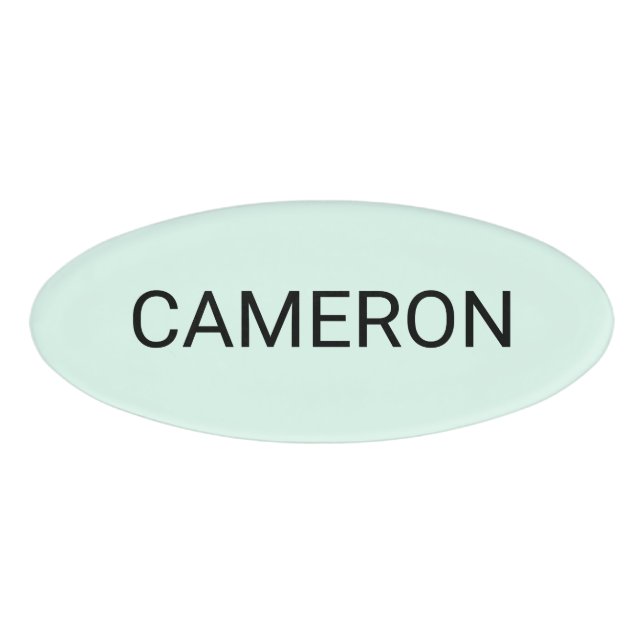 Premium Acrylic Oval Name Tag Magnetic Mint Green (Front)
