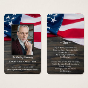 Premium American Flag Photo Memorial Prayer Card