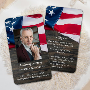 Premium American Flag Photo Military Prayer Card