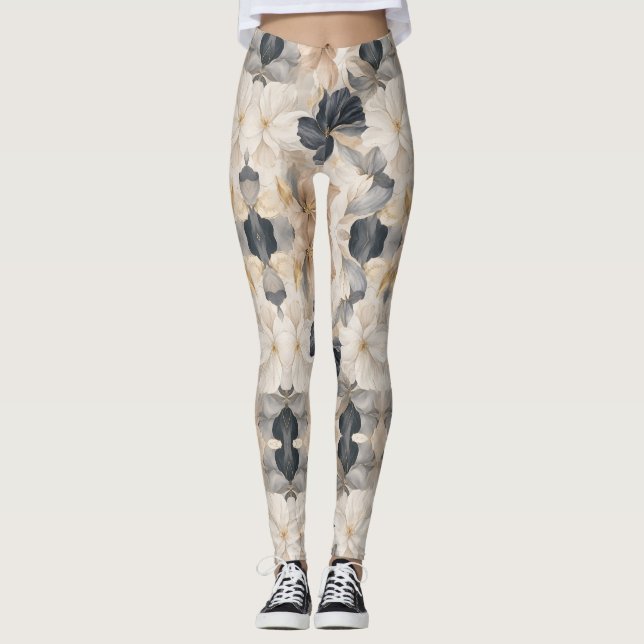 Premium Artistic Floral Abstraction Leggings (Front)